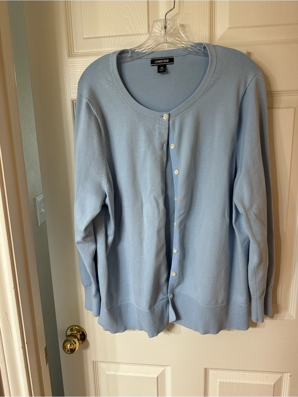 Lands' End Light Blue Button-Front Women's Sweater size 2X.  EUC